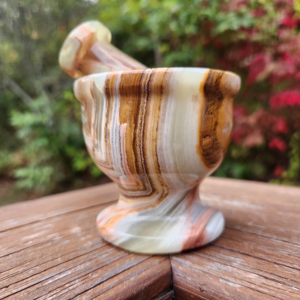 Green Onyx Mortar And Pestle 3.25" Tall